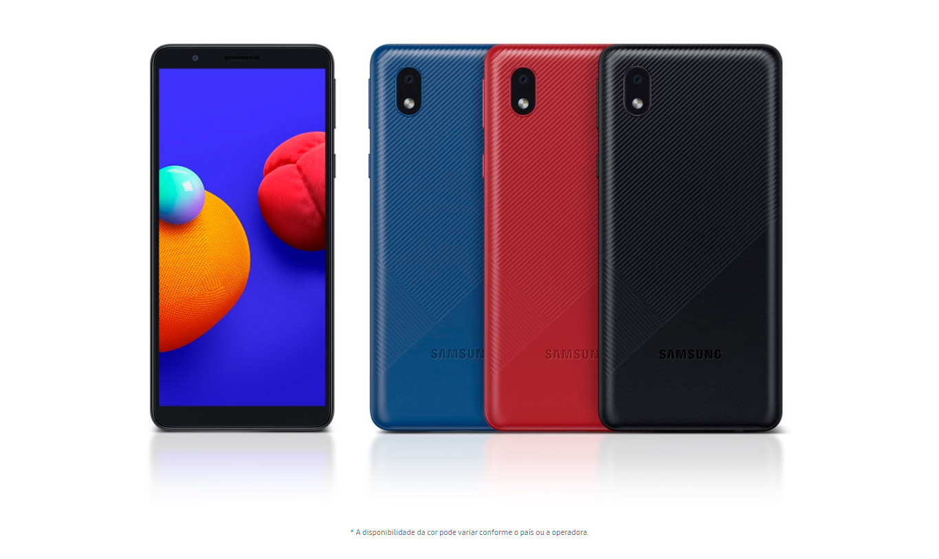 Smartphone Samsung Galaxy A01 Core 32GB 2GB RAM Tela Infinita de 5.3 Câmera Traseira 8MP + Frontal de 5MP Bateria 3000mAh Preto